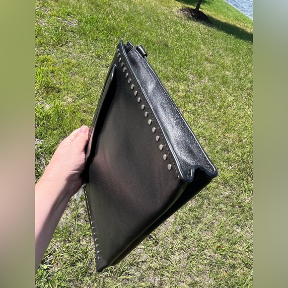 Rebecca Minkoff Black Leather Studded Wristlet Clutch - Picture 16 of 16